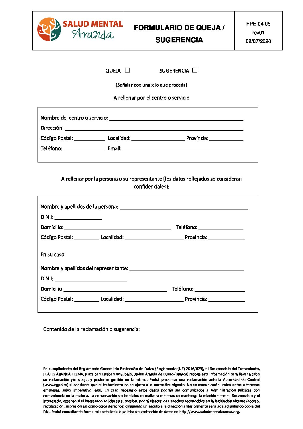 Formular Quejas Modelo De Formulario De Queja